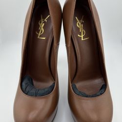 YSL Rive Gauche Tribtoo Pump Cognac 