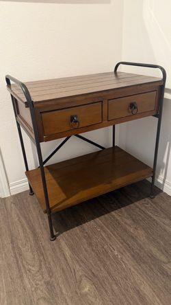 Industrial Wood and Metal Console Table
