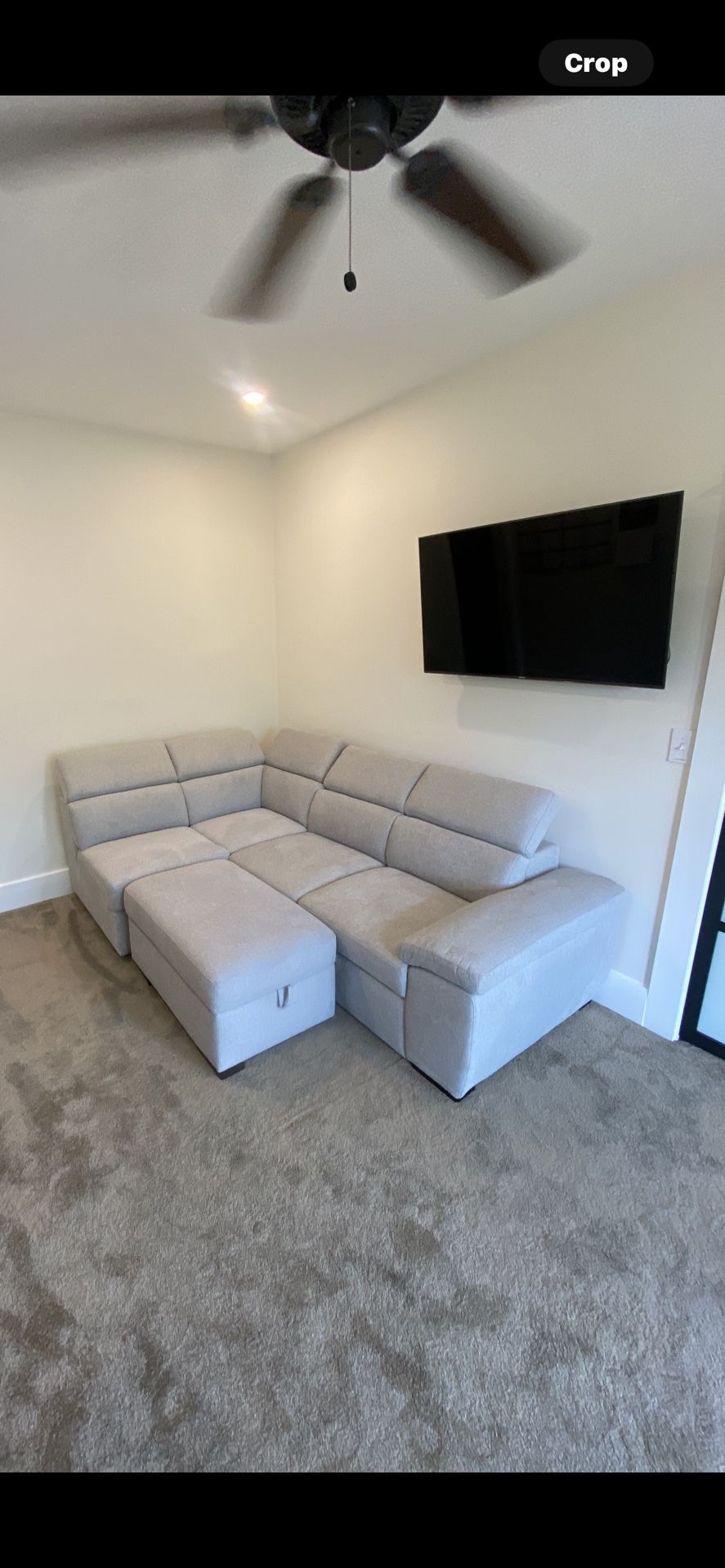 ✨ Modern Light Gray Storage Sectional Sofa (Queen Sleeper + Chaise) – Excellent Condition