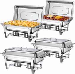 Decofy 9.5 QT Stainless Steel Chafing Dishes 4-Pack Buffet Set