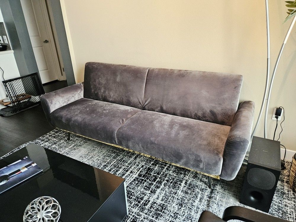 Sofa Bed Grey Velvet 