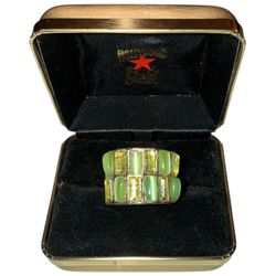 Green And Yellow Crystal Statement  Band Ring