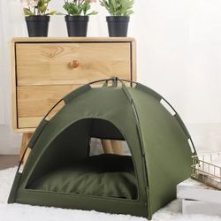 😺🐶 Dog or Cat House Bed Tent Army Green Color 