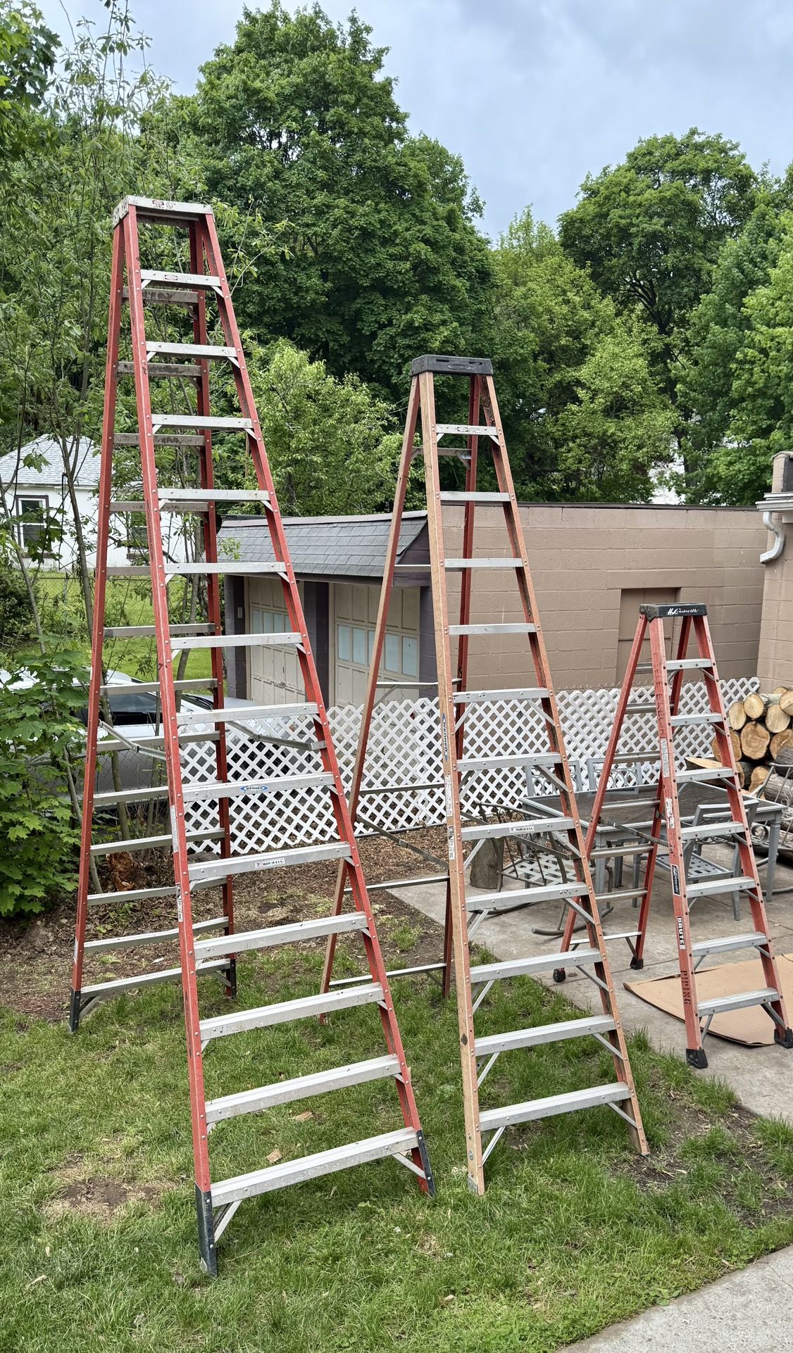 14’, 12 And 8 ‘ Fiberglass Step Ladders