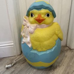 Easter Blow Mold Chick in Egg Vintage 90s Empire USA Yard Decor 23" Tested Works