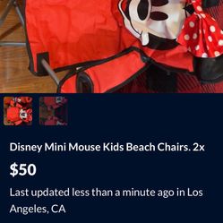 Disney Mini Mouse Kids Beach Chairs. 2x