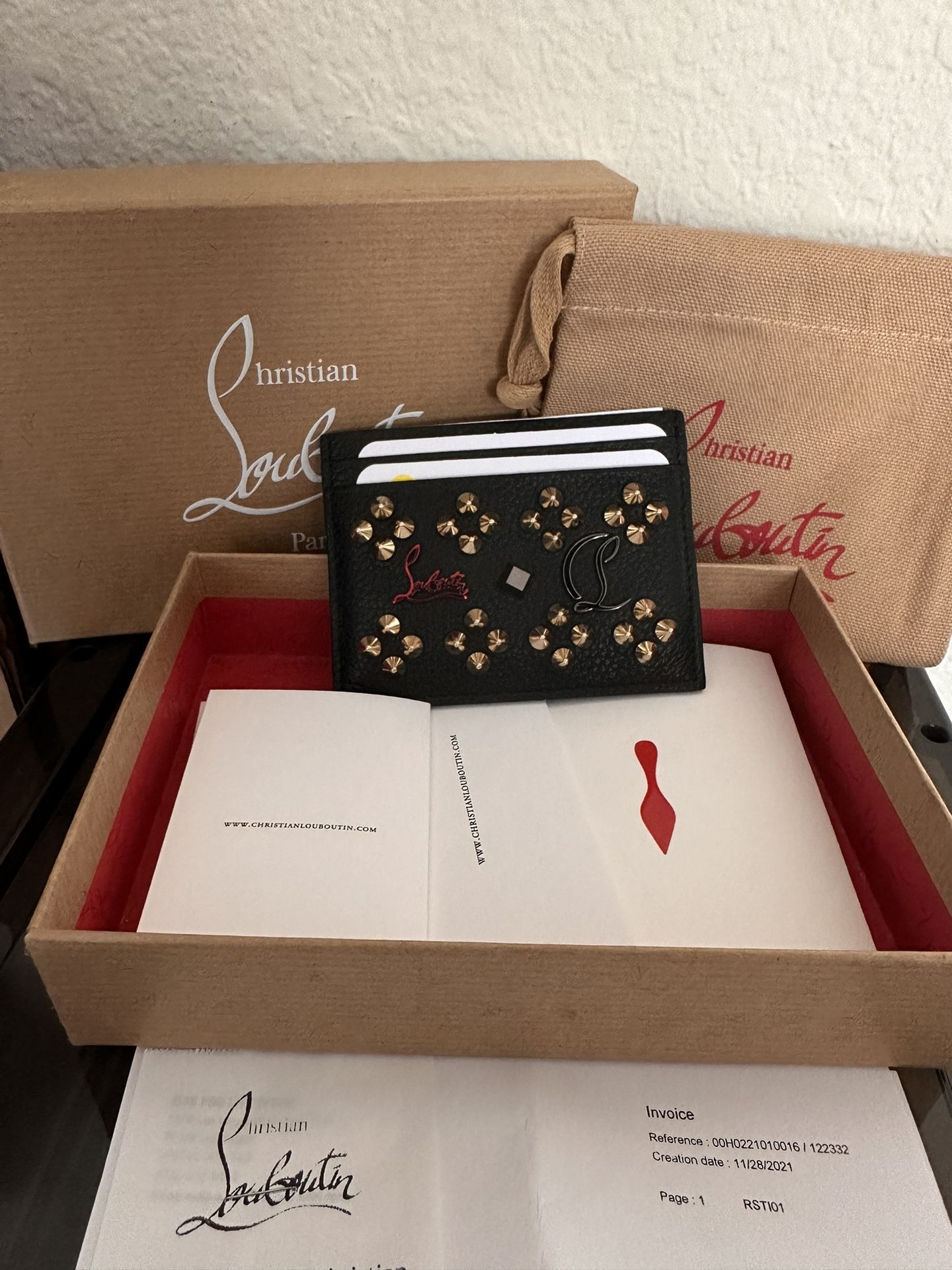 CHRISTIAN LOUBOUTIN Kios Card Case in Leather with Loubinthesky Seville Spikes