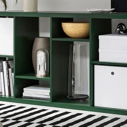 Green bookshelf fully assembled