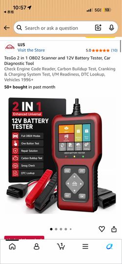 2-in-1 OBD2 Scanner & 12V Battery Tester Diagnostic Tool