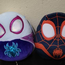 Squishmallow, Spider-Man plush toys.