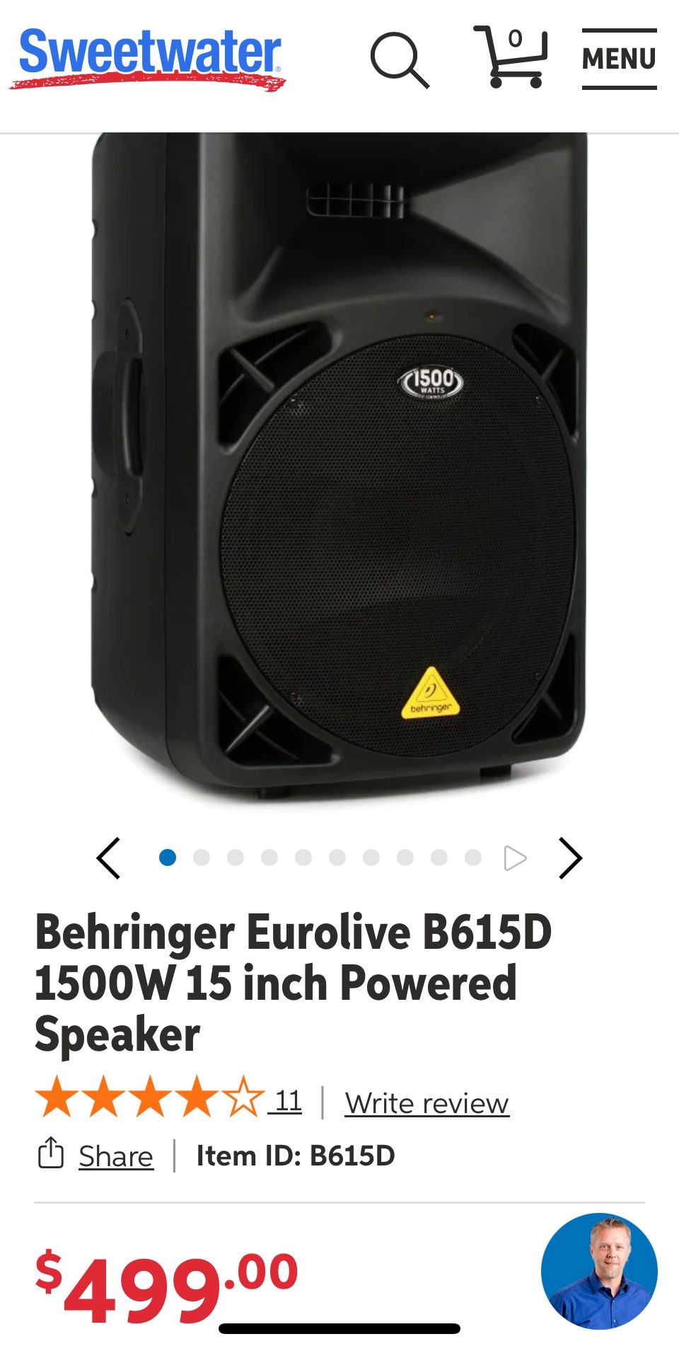 Pair Behringer  Eurolive B615D Active Powered Monitors For Live Sound