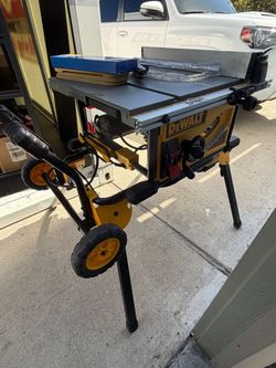 DeWalt DWE7491RS 10" Table Saw COMBO + Rolling Stand, Powertec Sled & Throat Plates - Smoke Exposed