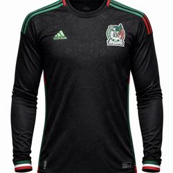 🔥 Mexico Soccer Jersey Black Long Sleeve ⚽ All Sizes S-4XL