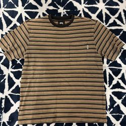 Stussy Green Striped Shirt Size Medium