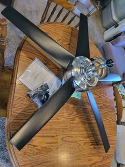 Home Decorators Collection Windward IV 52-inch 5-blade black ceiling fan with light, black
