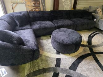 *SPARKLE FABRIC* Brand New Lifestyle Glam 5pc Modular Sectional w Matching Round Ottoman