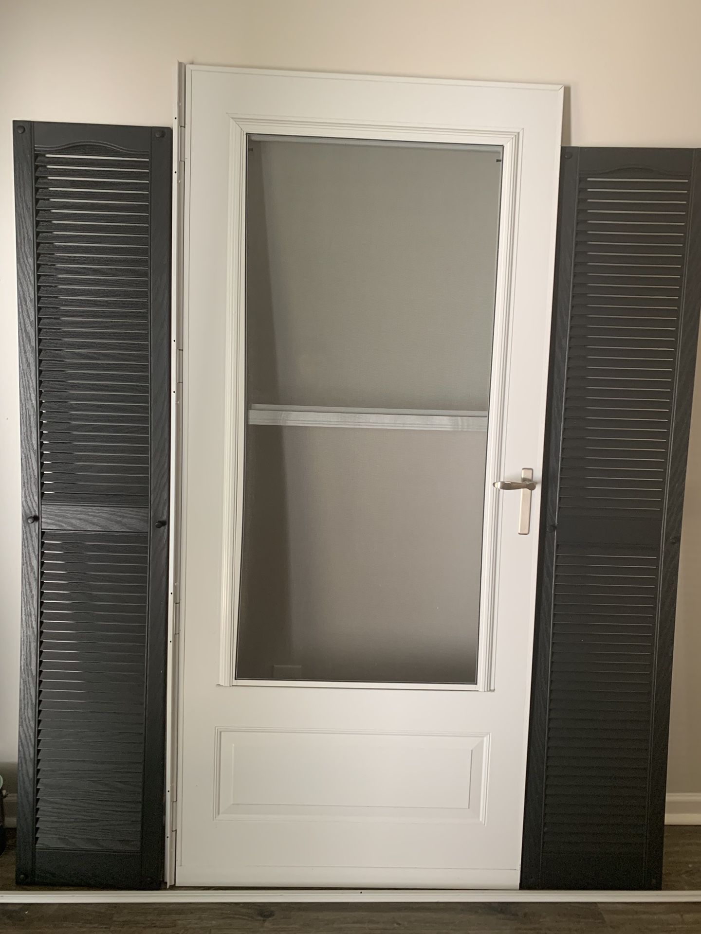 New Screen Door with 6’ black shutters