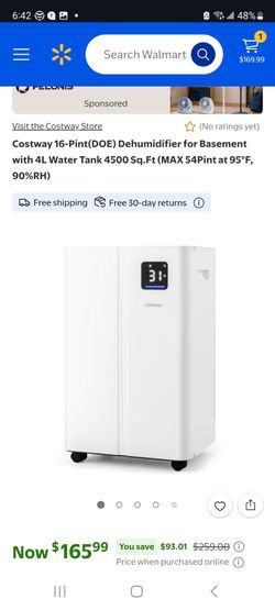 Costway 16-Pint Dehumidifier with 4L Water Tank