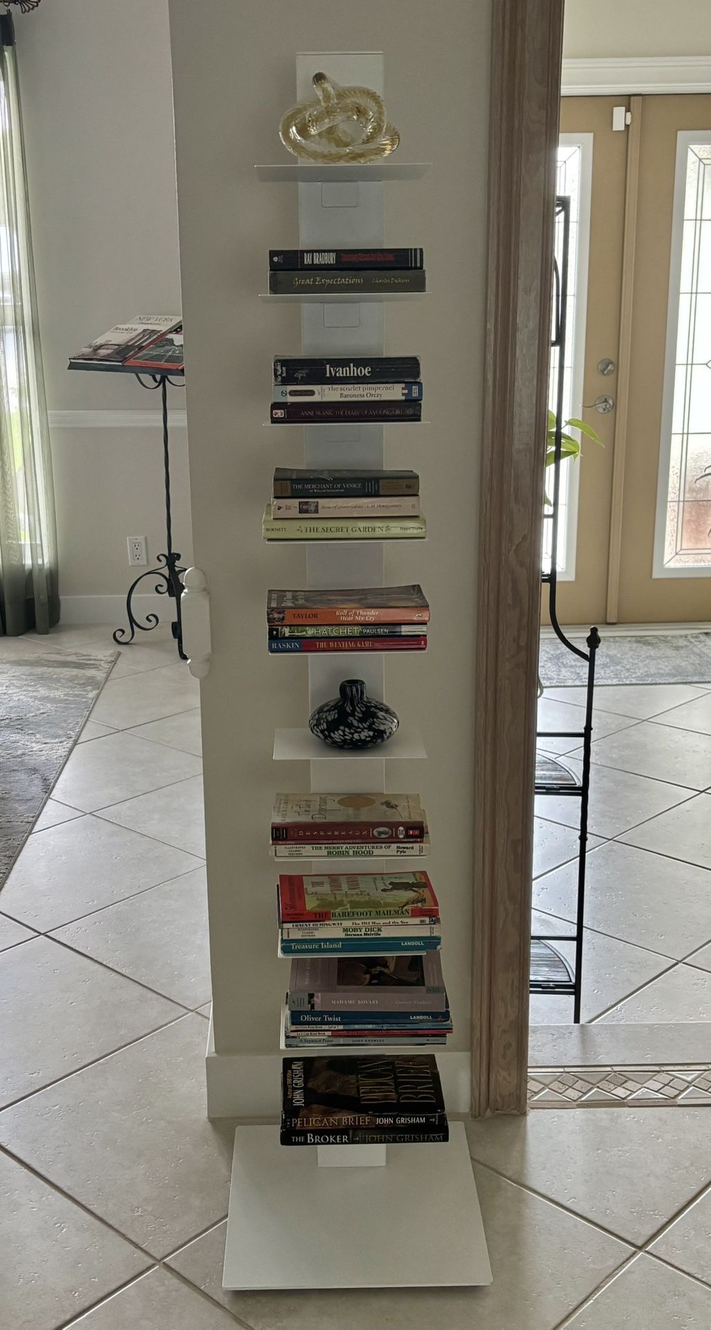 White Metal 10 Shelf Tower Bookcase
