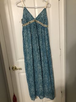 Beaded blue maxi dress