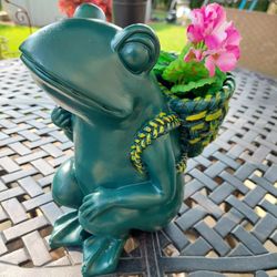 Frog Garden Decor H 10", Solid Resin 