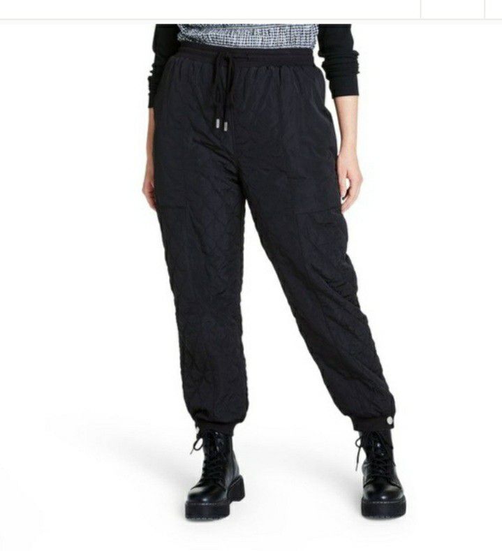 
SANDY LIANG TARGET SIZE M NWT HIGH RISE QUILTED JOGGER PANTS BLACK