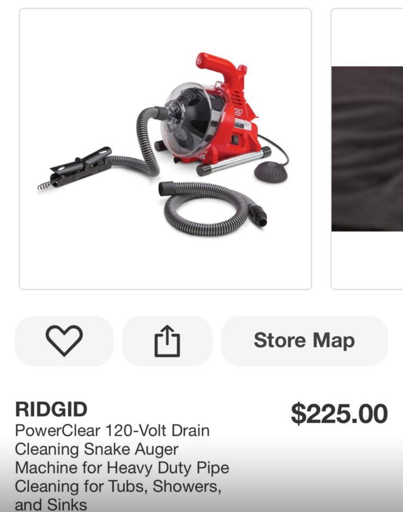 RIDGID PowerClear 120-Volt Drain Cleaning Snake Auger Machine for Heavy Duty Pipe Cleaning for Tubs, Showers, and Sinks