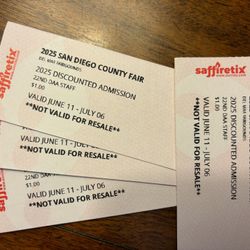 San Diego County Fair 2025 Adult Admission Tickets (20 available, $10 each)