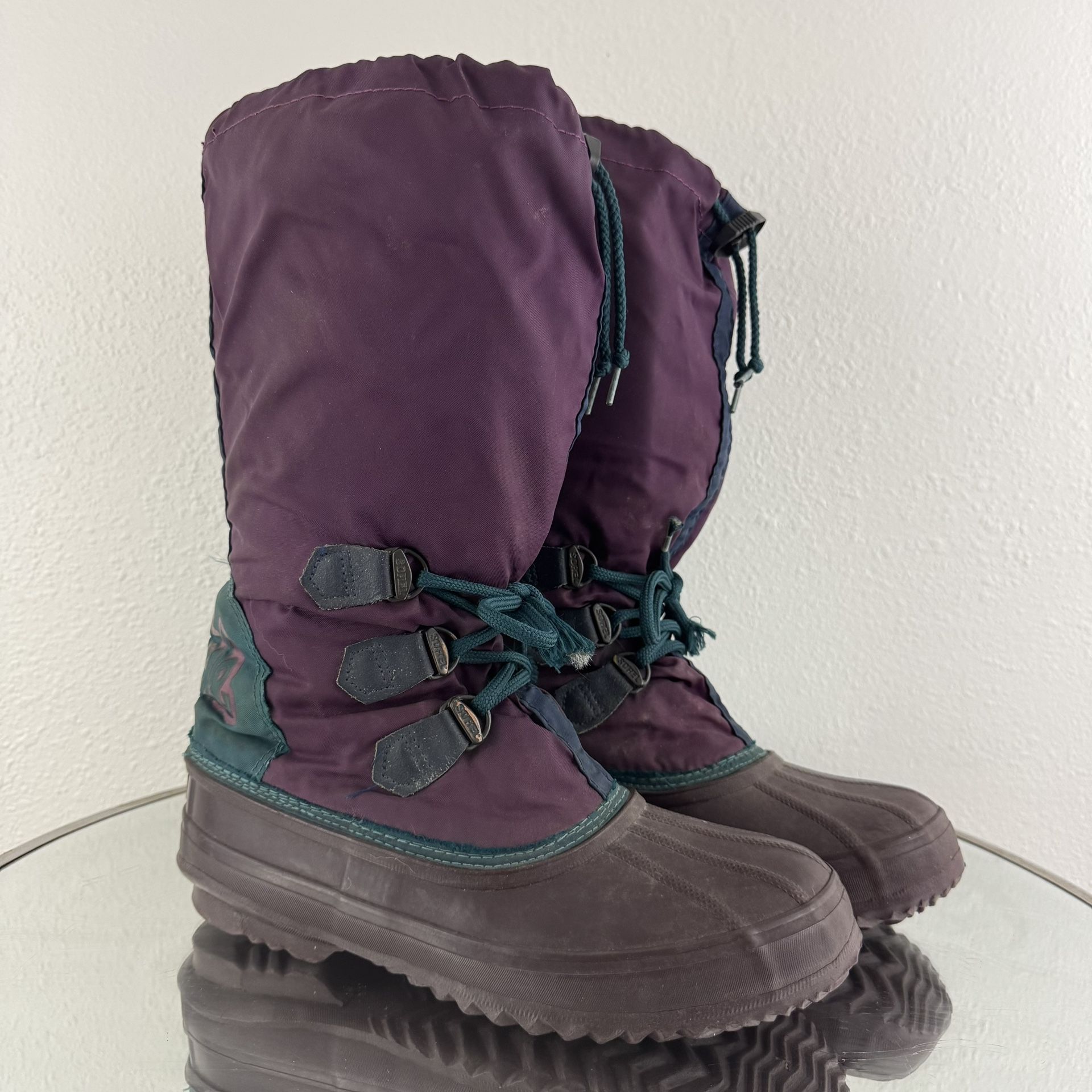 SOREL Vintage Purple Teal Freestyle Retro Kaufman Snowcap Tall Winter Snow Boots