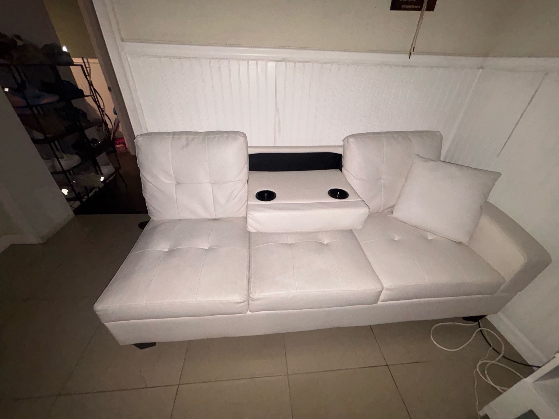 White leather couch L shape