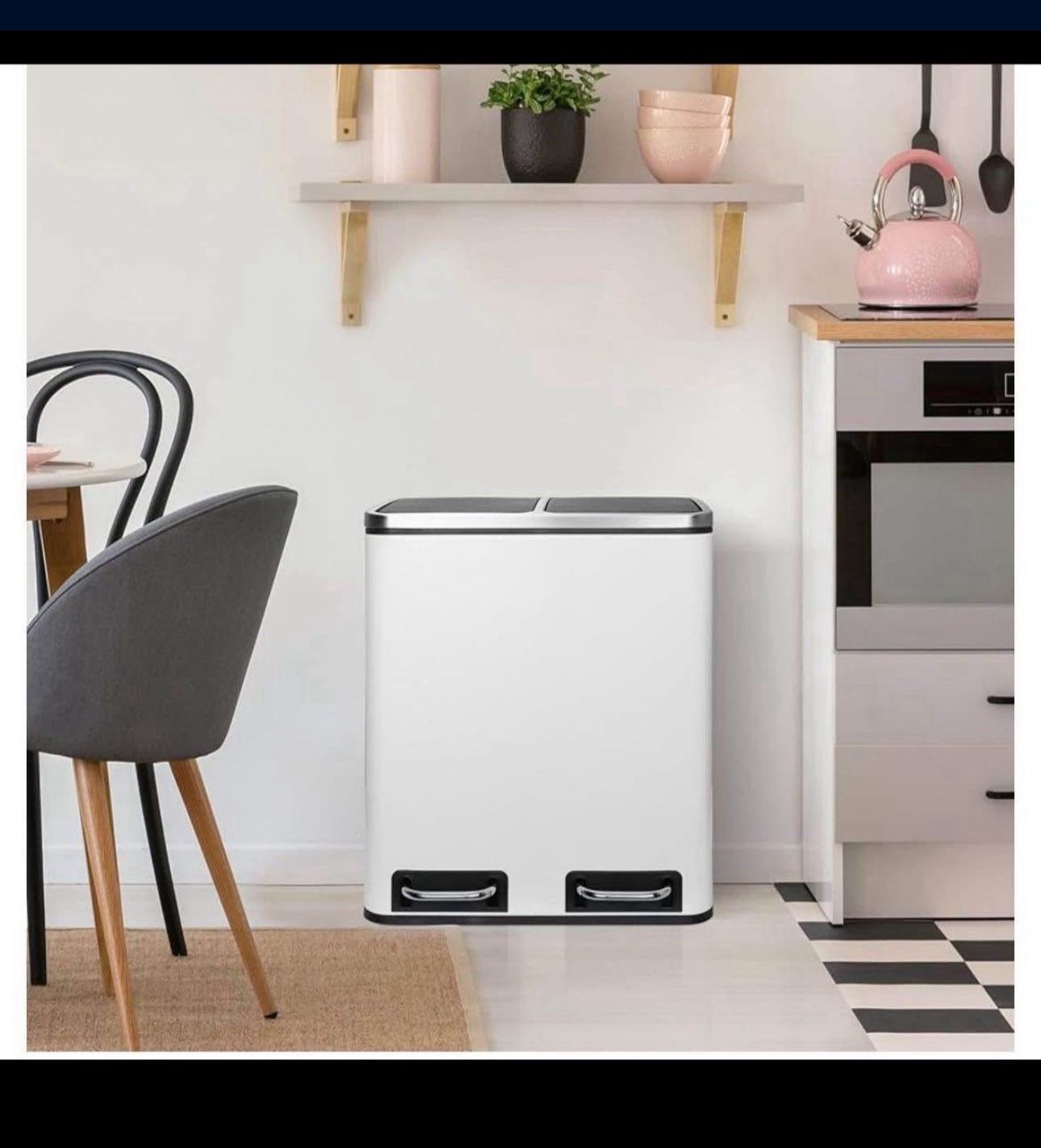 8 Gallon Dual Trash Can, 3OL(2X15L) Stainless Steel Kitchen Garbage Can