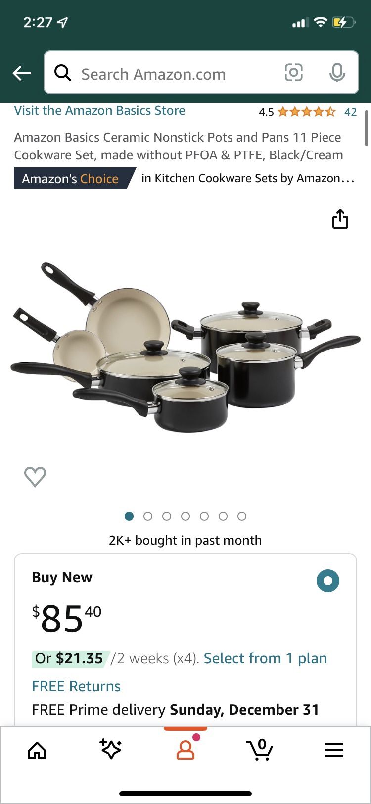amazon basics 11pc ceramic non stick pots