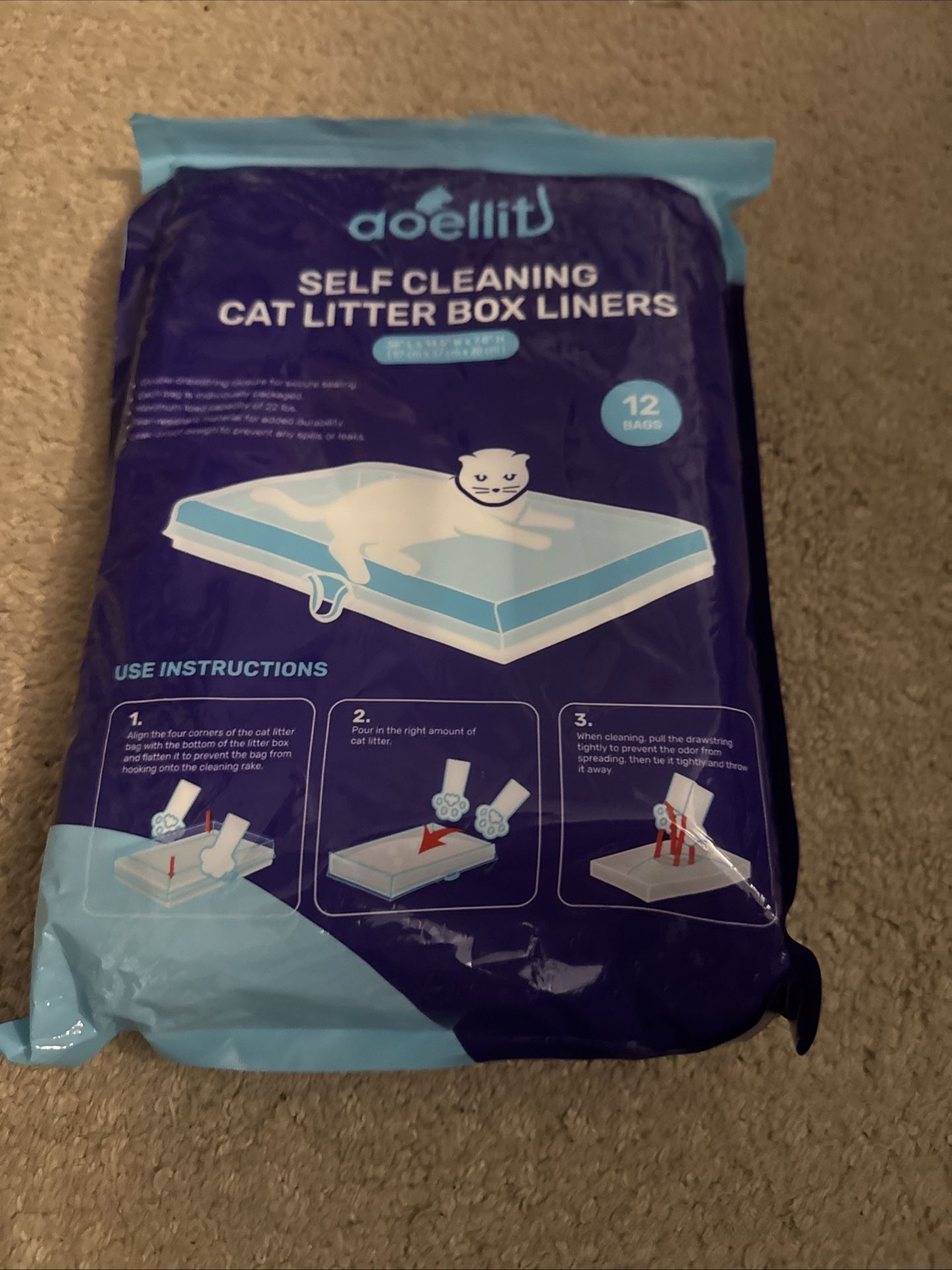 12-Pack Self Cleaning Cat Litter Box Liners For PetSafe ScoopFree Self-Clean Box