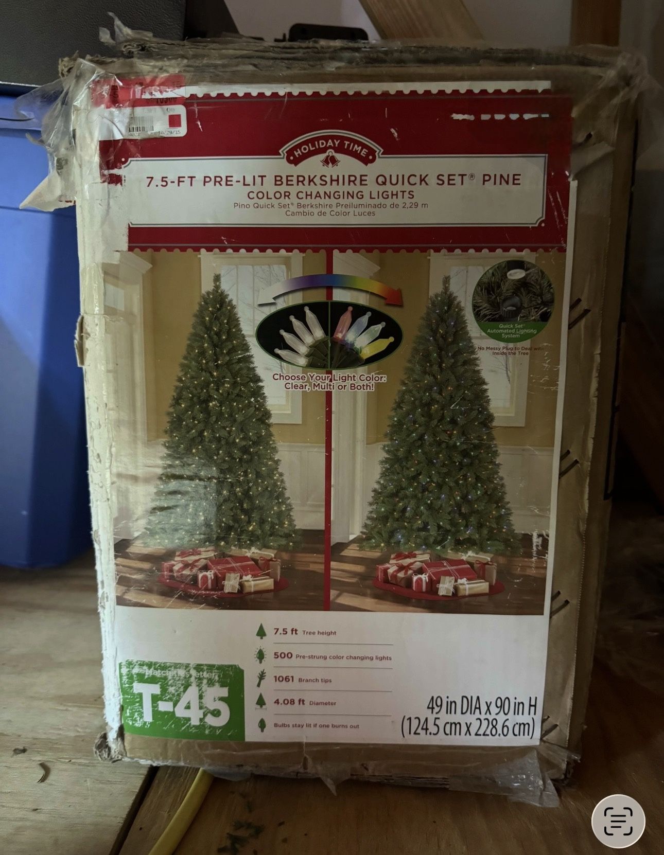 7.5-FT PRE-LIT BERKSHIRE QUICK SET® PINE COLOR CHANGING LIGHTS Pino Quick Set* Berkshire Preiluminado de 2,29 m Cambio de Color Luces Quick: Automated