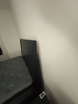 Black Bed Frame with Headboard with night stand