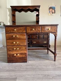 Wooden Desk and Drawers