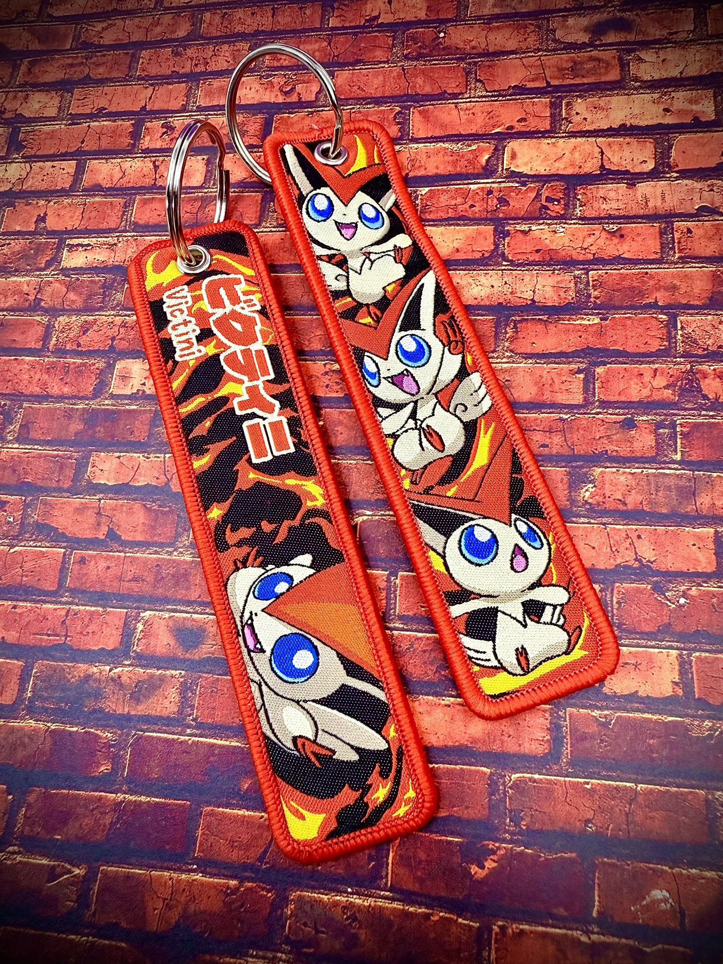 1 Piece Double Sided 5 Inch Pokemon Victini Keychain 