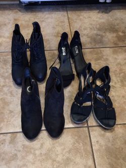 Ladies Black Shoes Boots, Sandals, Heels Size 7.5