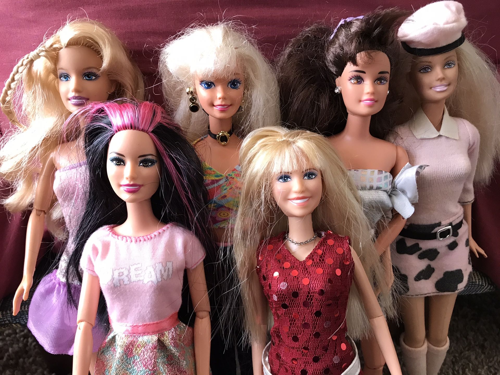 6 Fashion Barbie Dolls Lot 7