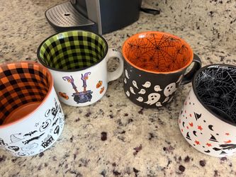 Set of 4 Halloween Ceramic Mugs