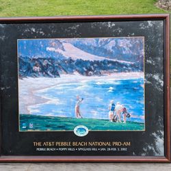 Collectible 23"x27" AT&T Pebble Beach National Pro-AM Framed Poster 2002