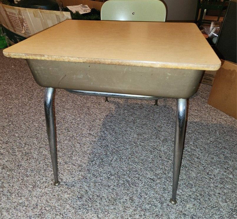 Vintage School Desk With Chair Attached