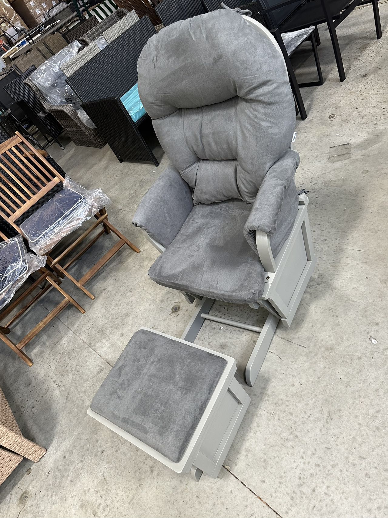 Glider and Ottoman Set, Wood Glider Rocker