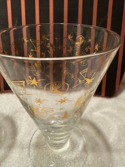 Vintage Martini Glass Gold Cocktail Print— set of two