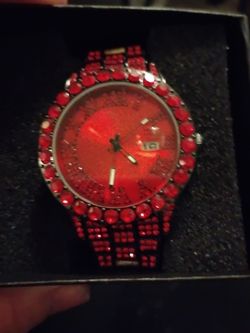 Men's classic fire red quartz watch