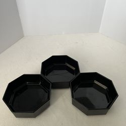 3-Arcoroc France Octime black glass bowls.  