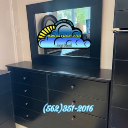 Eight Drawer Dresser Black With Mirror New Chest Mueble Bonito