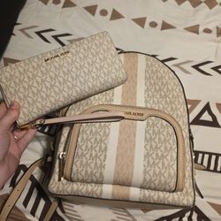 Michael Kors Bookbag And Matching Wallet