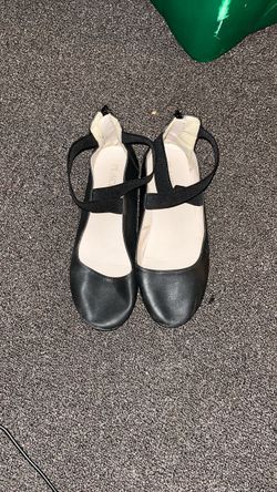 Black Ballet Flats with Elastic Ankle Strap
