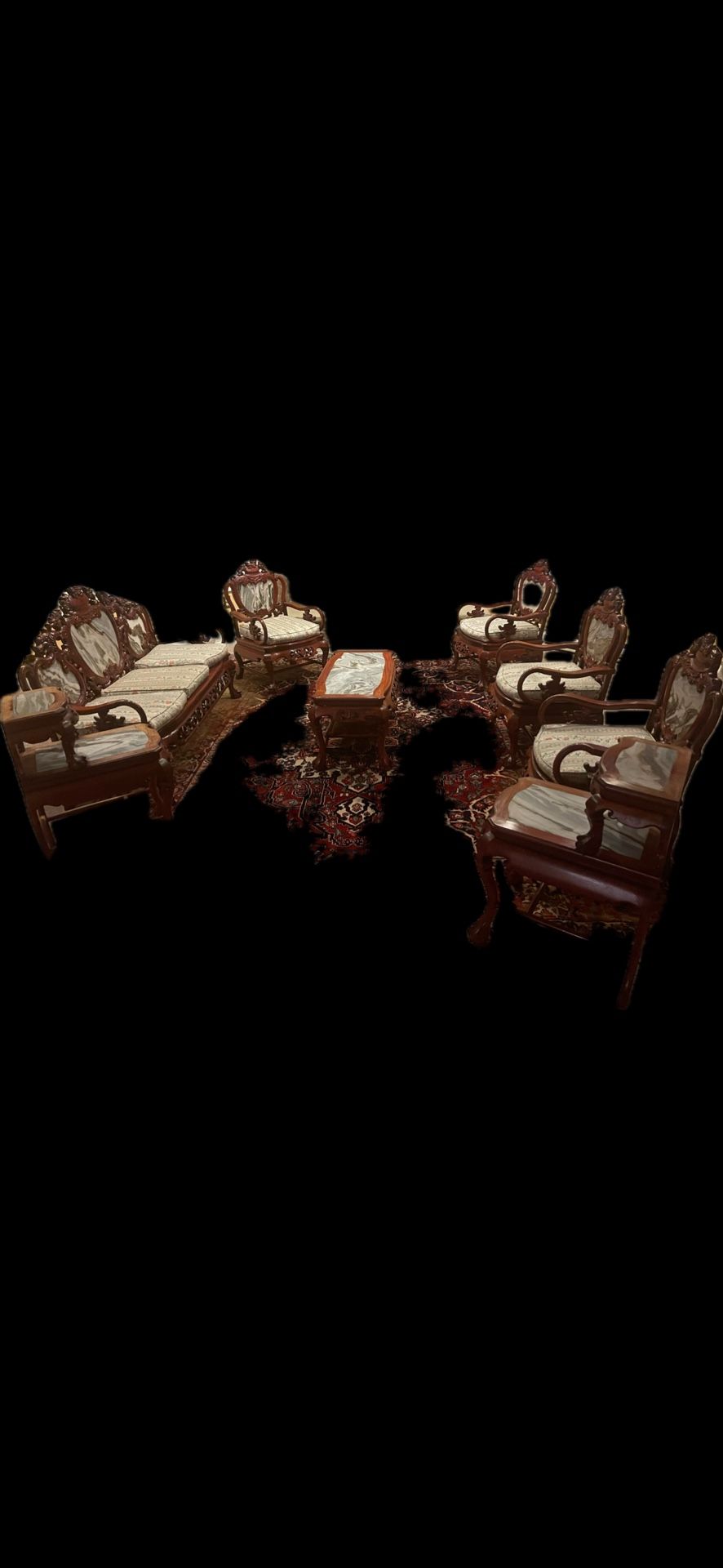 Antique Furniture Set Red Wood In Excellent Condition 